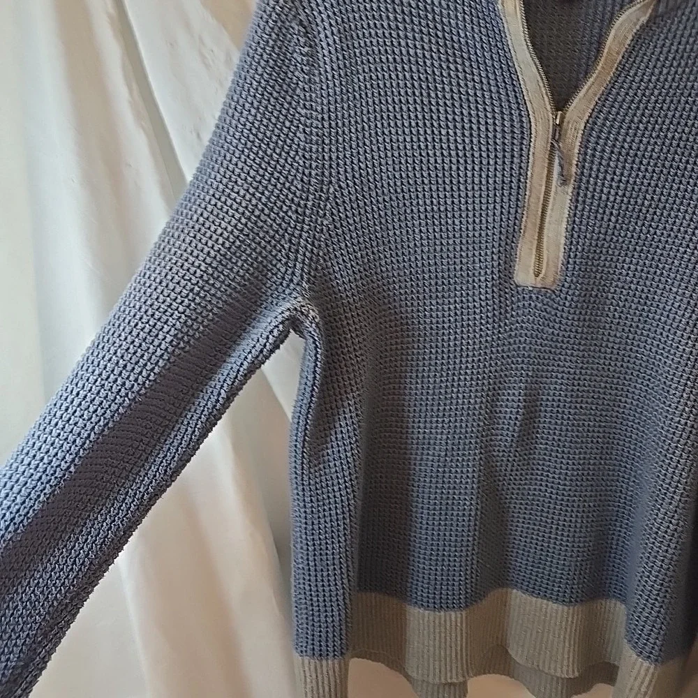 Patagonia‎ Ponderosa Pine Sweater Waffle Knit 1/4 Zip • Women's Size Large Blue - Picture 3 of 15